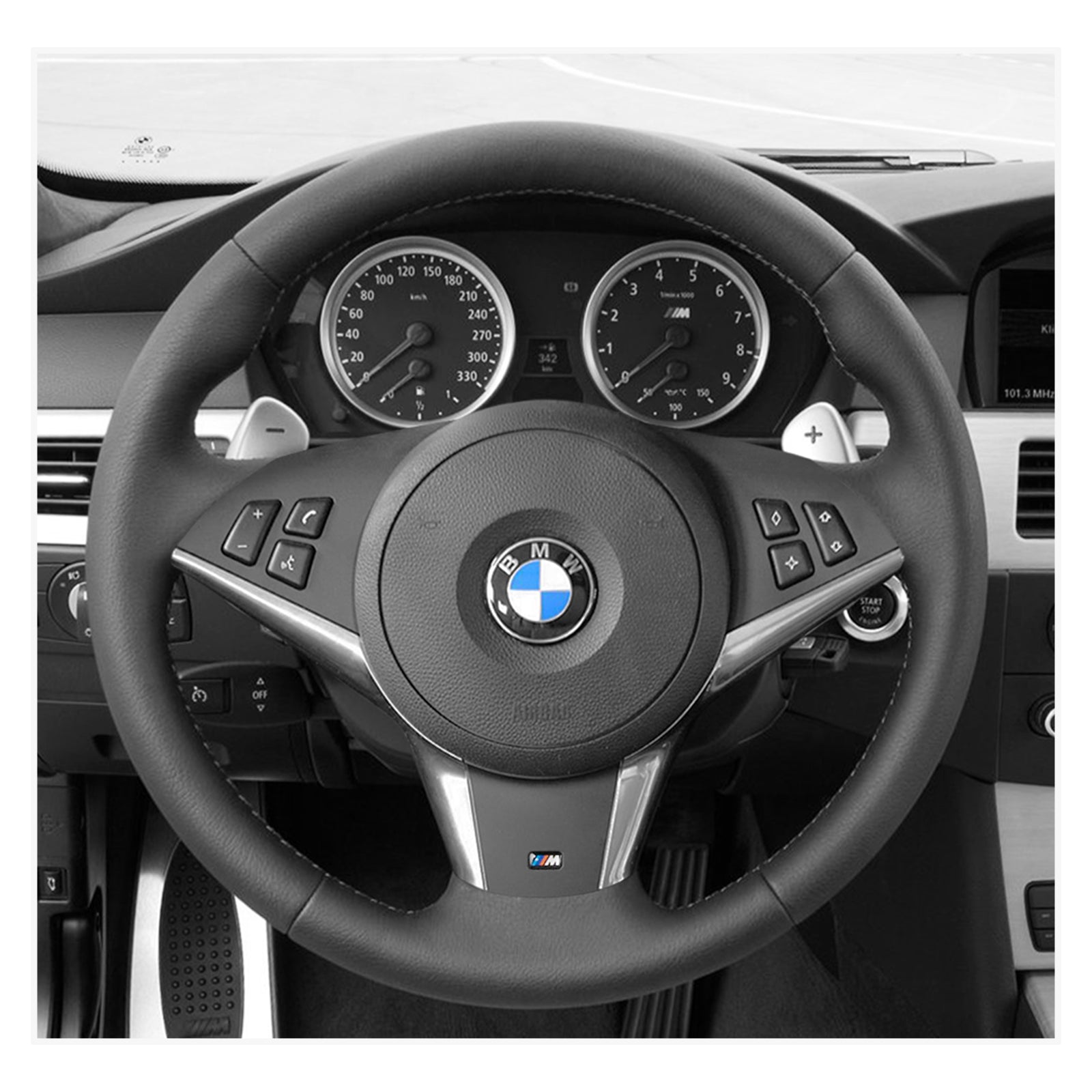 MEWANT Lenkradbezug für BMW 5 Series E60 (Sedan) 2003-2009 / 5 Series E61 (Touring) / 6 Series E63 (Coupe) E64 (Convertible) 2004-2010 - Mewant.de
