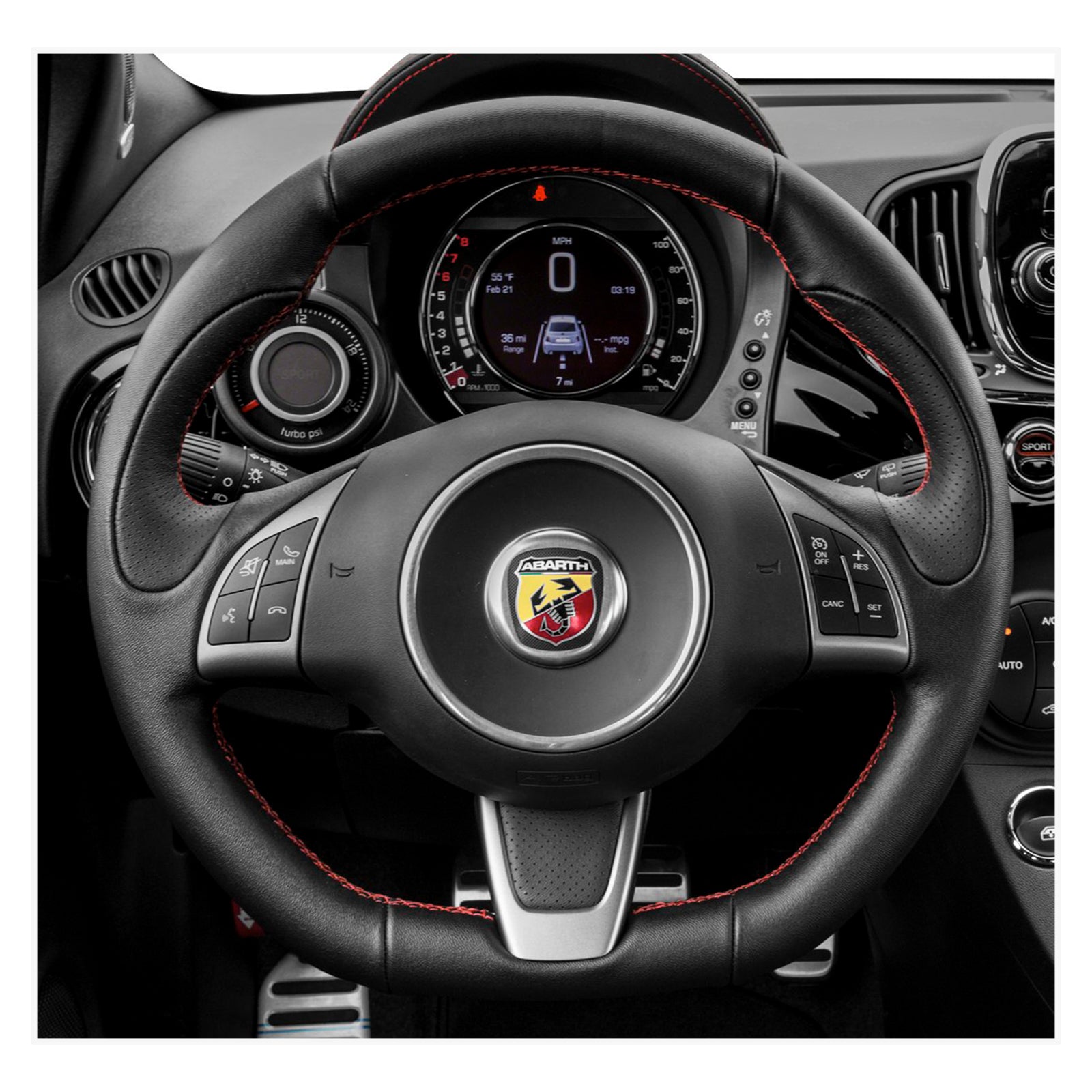 MEWANT Lenkradbezug für Fiat Abarth 500 / 500C / 595 / 595C 2012-2016 / Fiat 500 (GQ/S) / 500C (S) 2013-2015 - Mewant.de