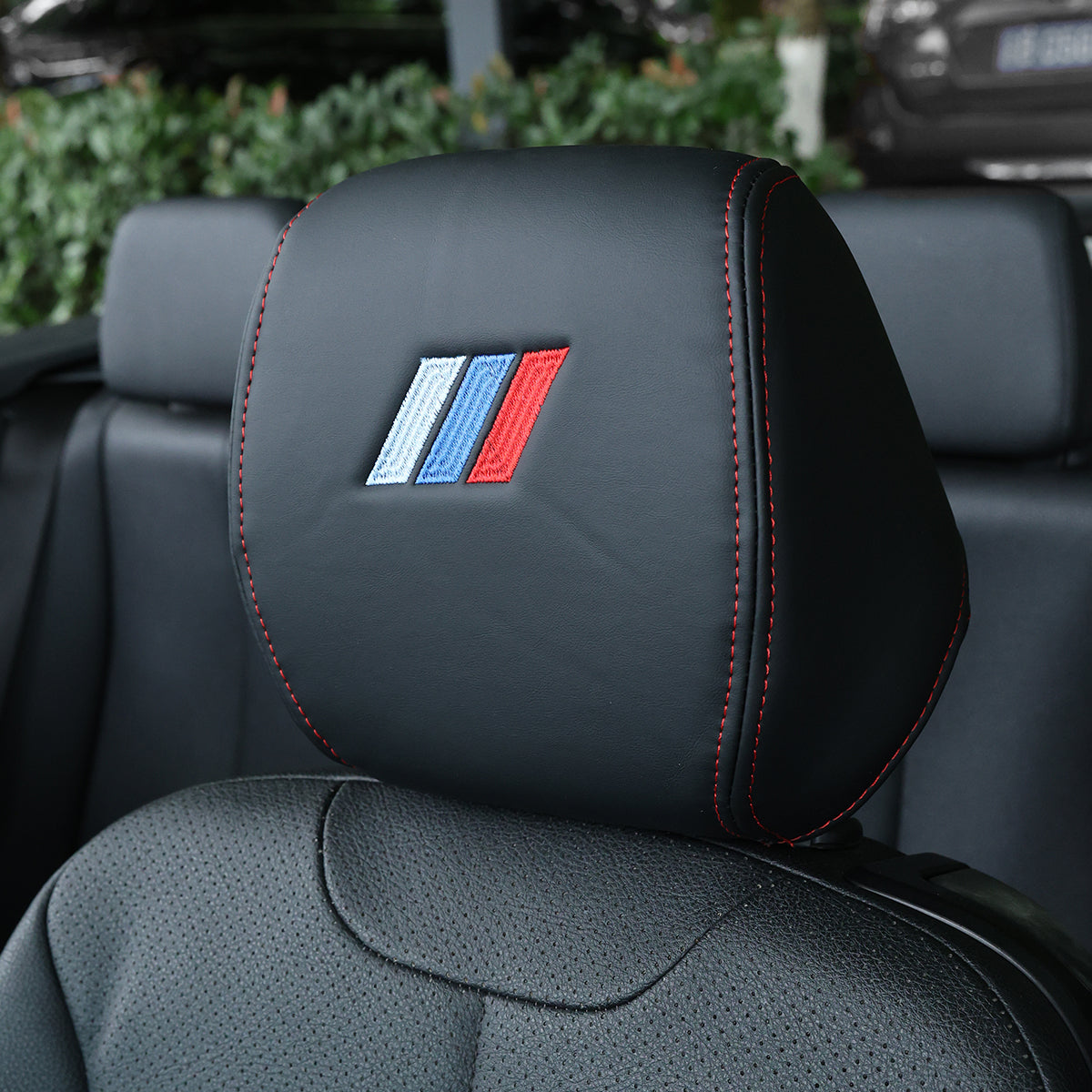 MEWANT Fundas de reposacabezas BMW F30 F31 F34 F32 F33 F36 F22 F23 para reposacabezas estándar con diseño de bordado personalizado