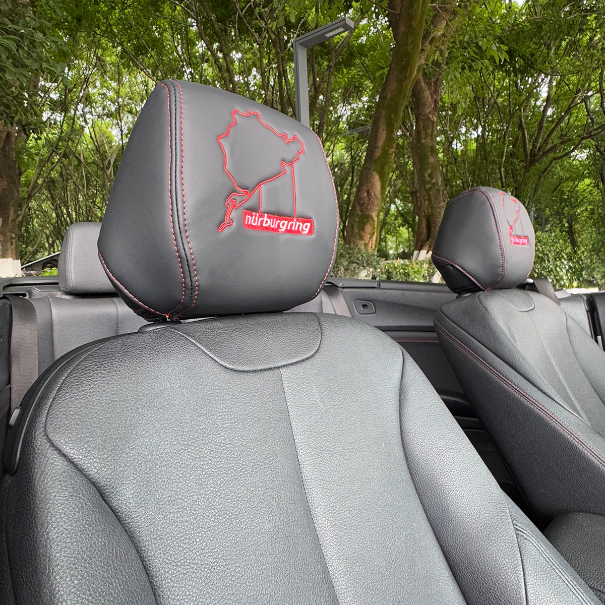 MEWANT Fundas de reposacabezas BMW F30 F31 F34 F32 F33 F36 F22 F23 para reposacabezas estándar con diseño de bordado personalizado