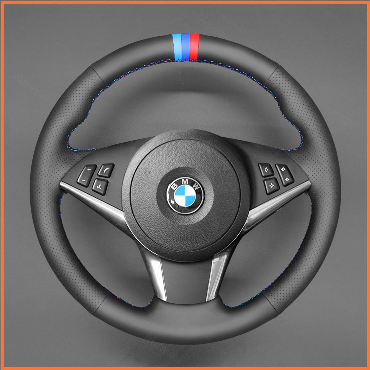 MEWANT Lenkradbezug für BMW 5 Series E60 (Sedan) 2003-2009 / 5 Series E61 (Touring) / 6 Series E63 (Coupe) E64 (Convertible) 2004-2010 - Mewant.de
