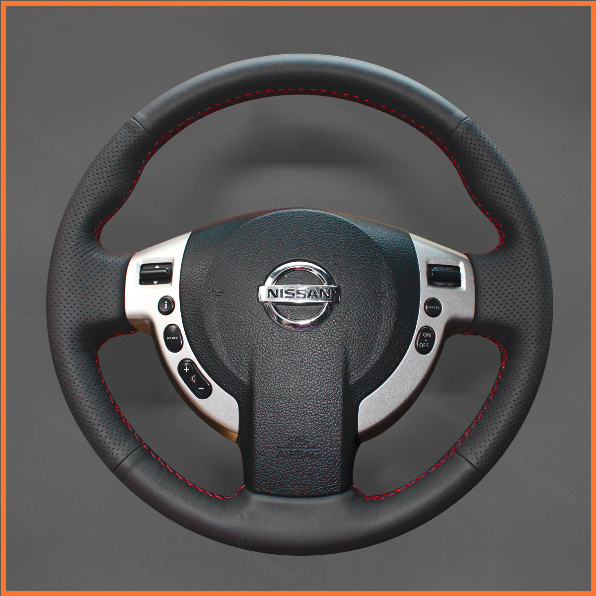 MEWANT Lenkradbezug für Nissan Qashqai 2007-2013 / Qashqai+2 2008-2014 / X-Trail 2007-2013 / NV200 2009-2019 / Serena 2005-2010 / Evalia 2011-2017 / AD 2006-2020 / Dualis 2006-2013 - Mewant.de
