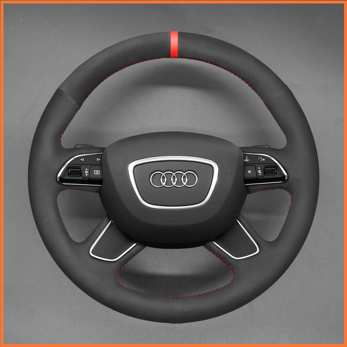 MEWANT Lenkradbezug für Audi A4 (B8) 2013-2016 / A6 (C7) 2012-2014 / A7 2012-2013 / A8 A8 L 2011-2018 / Allroad 2013-2014 / Q5 2013-2017 / Q7 2012-2015 - Mewant.de