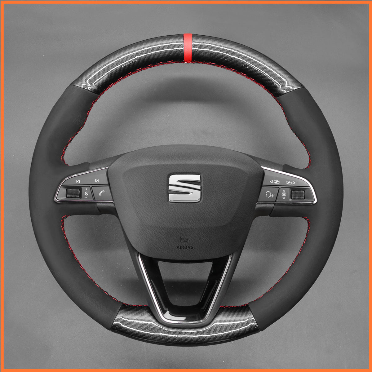 MEWANT Lenkradbezug für Seat Leon 5F 2013-2020 / Ibiza 6F 2015-2021 / Alhambra 7N / Arona / Ateca / Tarraco / Toledo 2014-2019 - Mewant.de