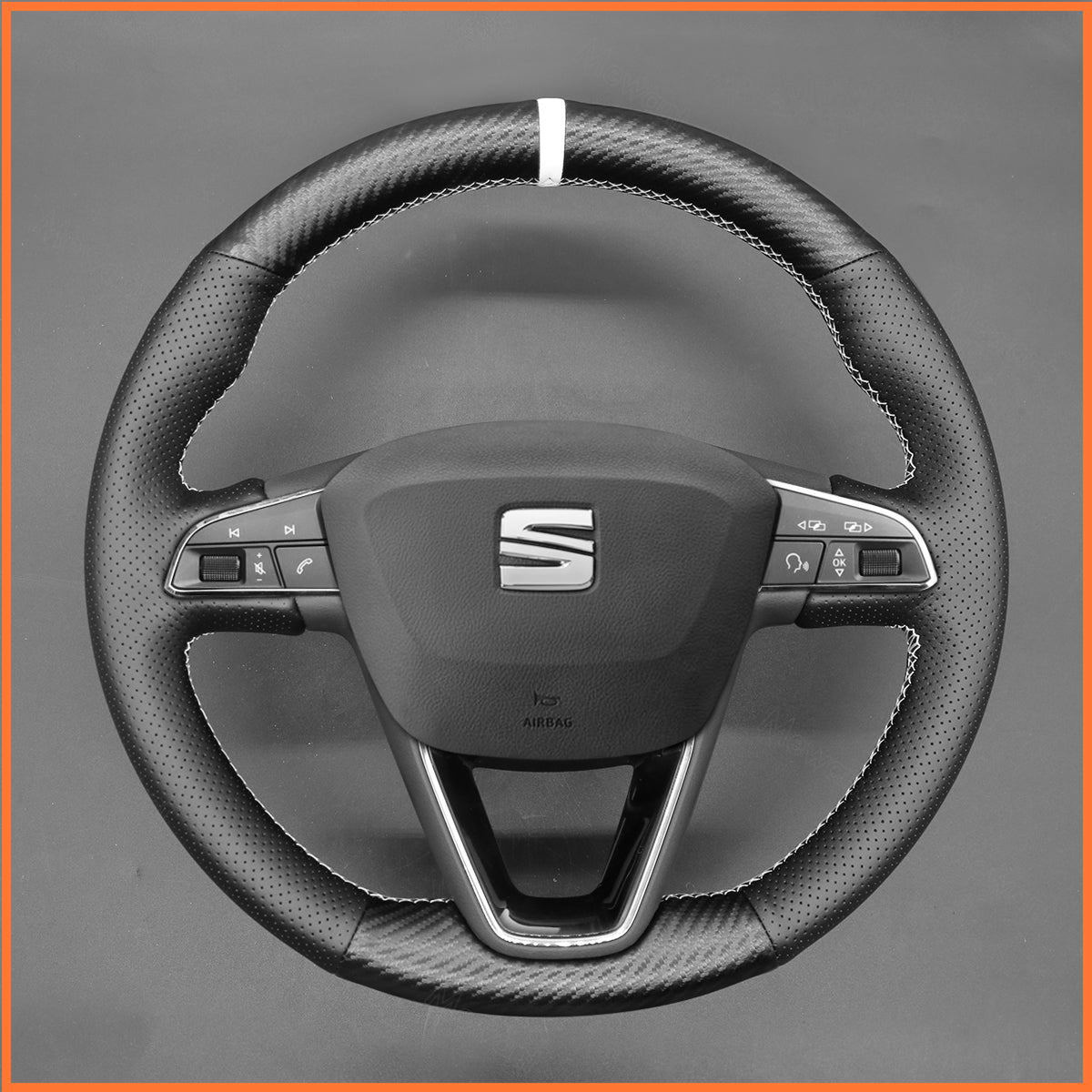 MEWANT Lenkradbezug für Seat Leon 5F 2013-2020 / Ibiza 6F 2015-2021 / Alhambra 7N / Arona / Ateca / Tarraco / Toledo 2014-2019 - Mewant.de