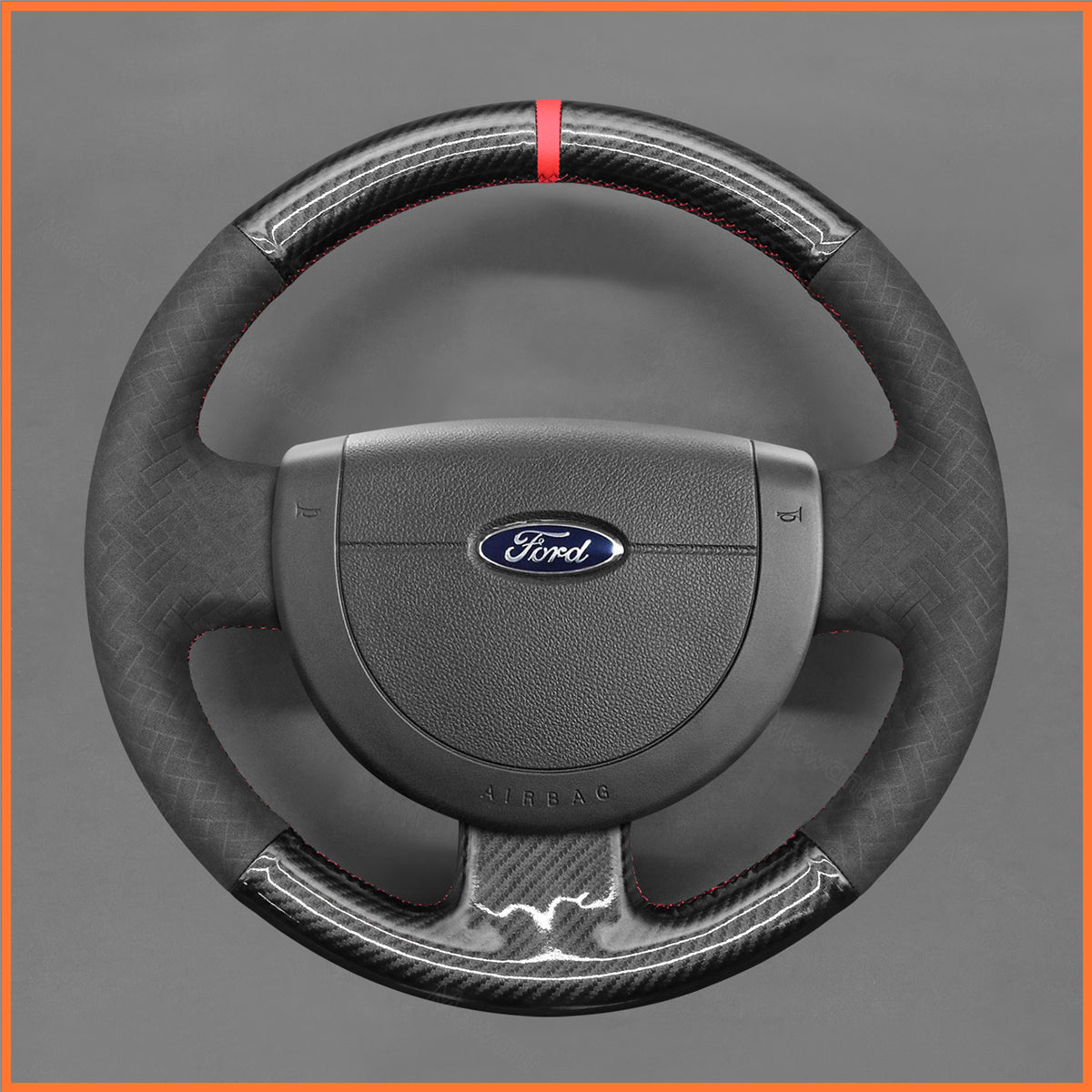 MEWANT Lenkradbezug für Ford Fiesta MK6 2002-2008 / Fusion 2002-2012 / Transit Connect 2002-2013 - Mewant.de