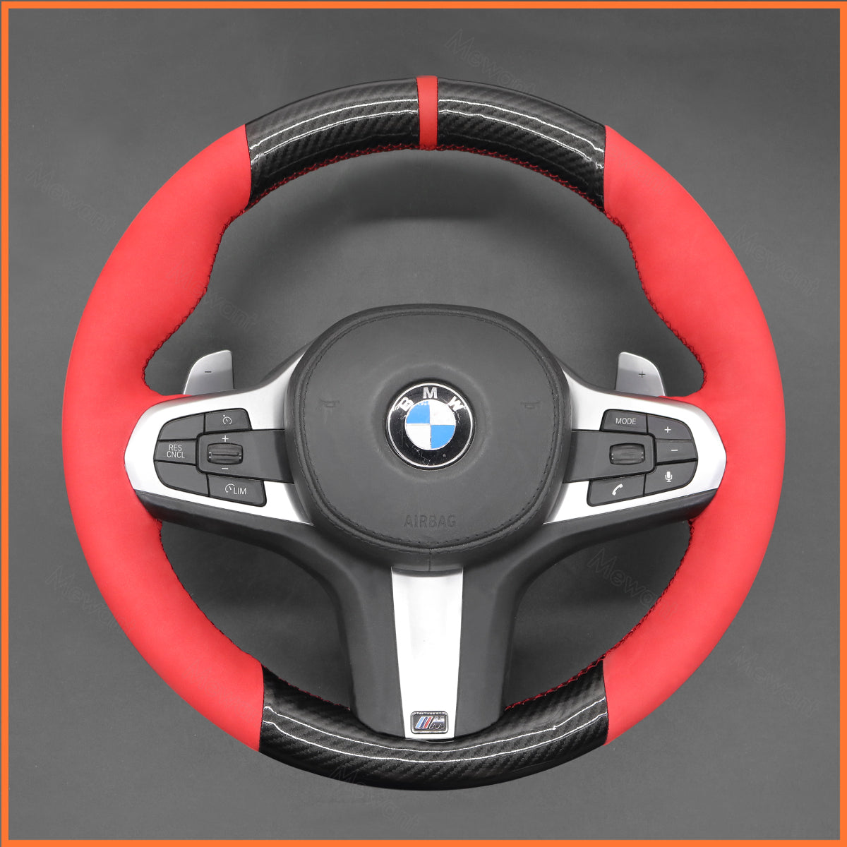 MEWANT Lenkradbezug für BMW M2 G87 Coupe / M3 G80 G81 / M4 G82 G83 / M5 F90 / M8 F91 F92 F93 / X3 M X3M F97 / X4 M X4M F98 / X5 M X5M F95 / X6 M X6M F96 / XM G09 2019-2024 - Mewant.de