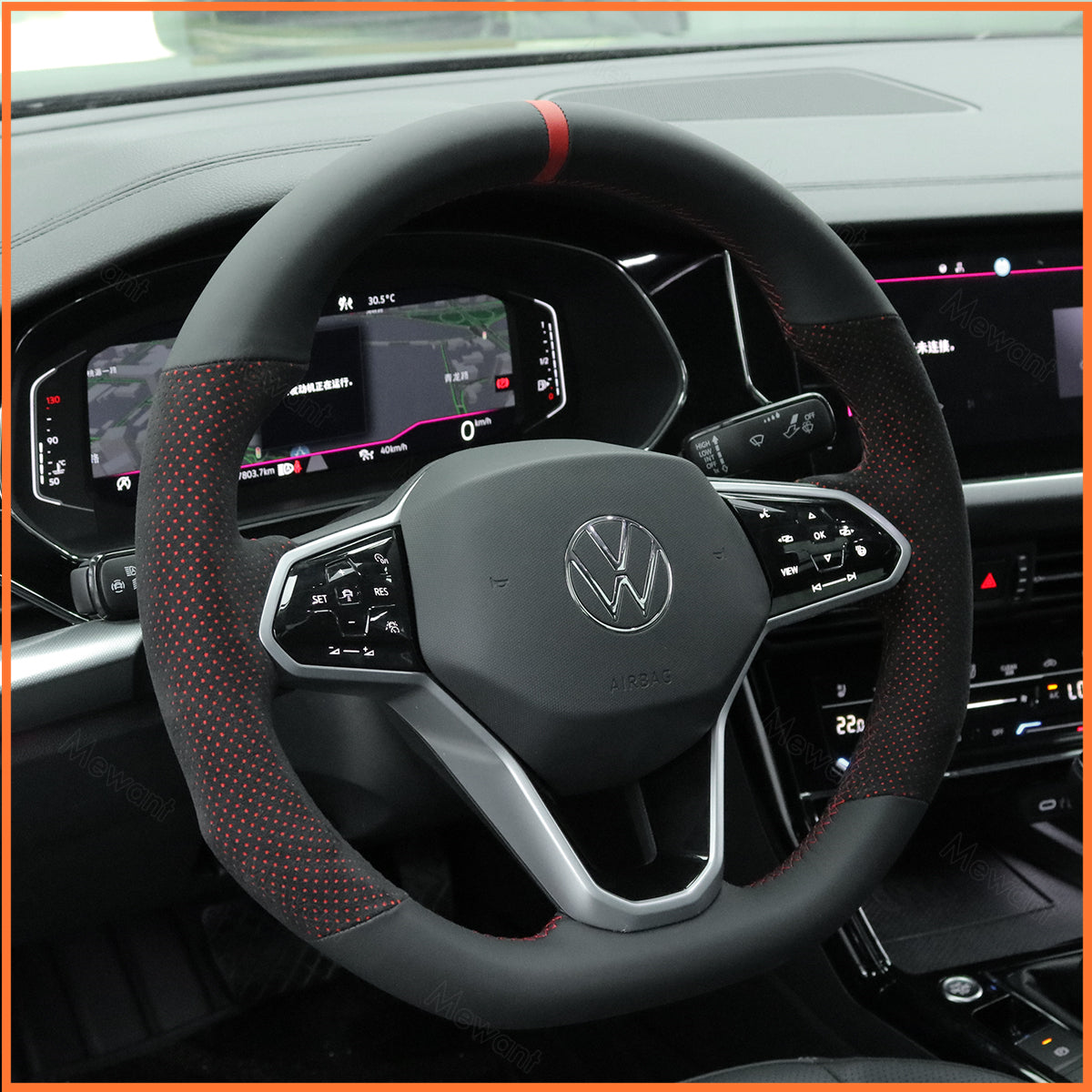 MEWANT Lenkradbezug für VW Golf 8 R-Line / Golf GTI / GTD / GTE / Arteon / Tiguan / Touareg 2020-2021 - Mewant.de