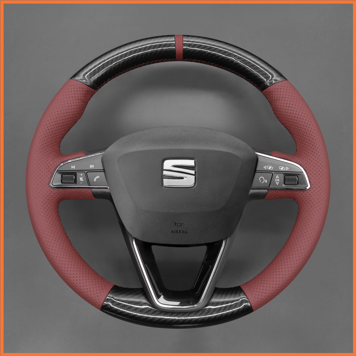 MEWANT Funda para volante para Seat León 5F 2013-2020 / Ibiza 6F 2015-2021 / Alhambra 7N / Arona / Ateca / Tarraco / Toledo 2014-2019