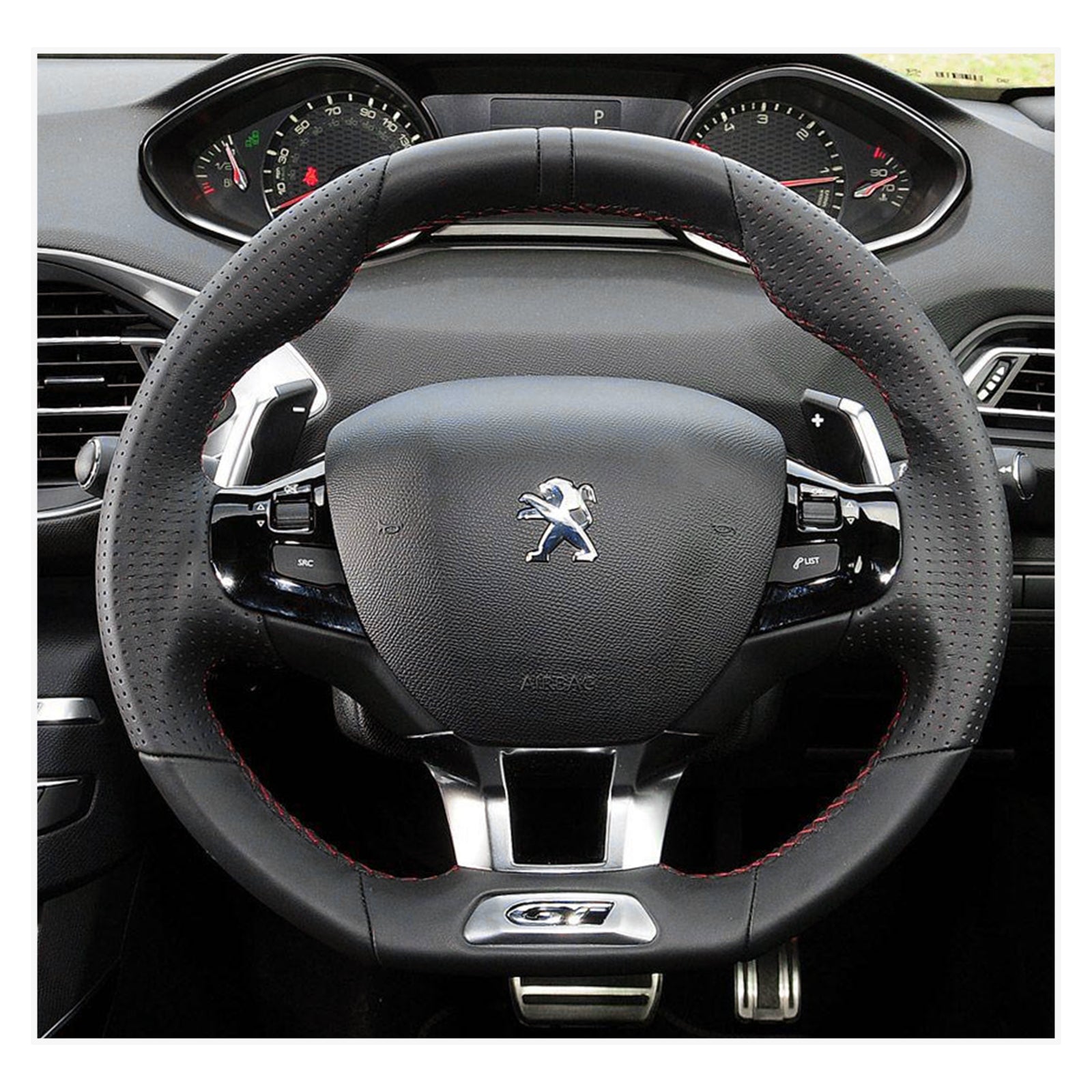 MEWANT Lenkradbezug für Peugeot 208 (GTi/GT Line/GT) 2013-2019 / 308 (GT/GTi/GT Line) 2014-2021 / 308 SW (GT/GT Line) 2015-2021 / 2008 (GT Line) 2015-2019 - Mewant.de
