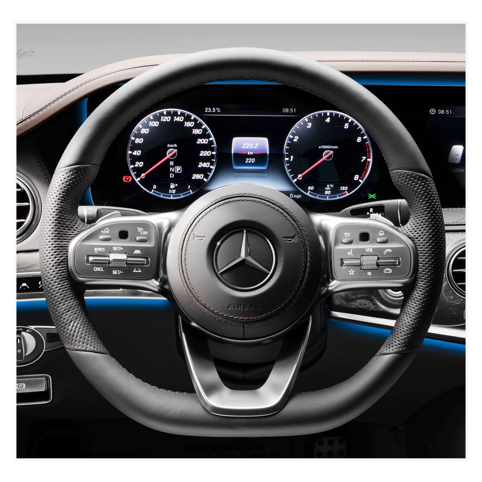 MEWANT Lenkradbezug für Mercedes-Benz AMG-Line AMG-Sport W177 V177 C118 W247 C205 A205 H243 C257 W213 W222 X243 V167 N293 W463 X167 X247 H247 X253 2018-2023 - Mewant.de