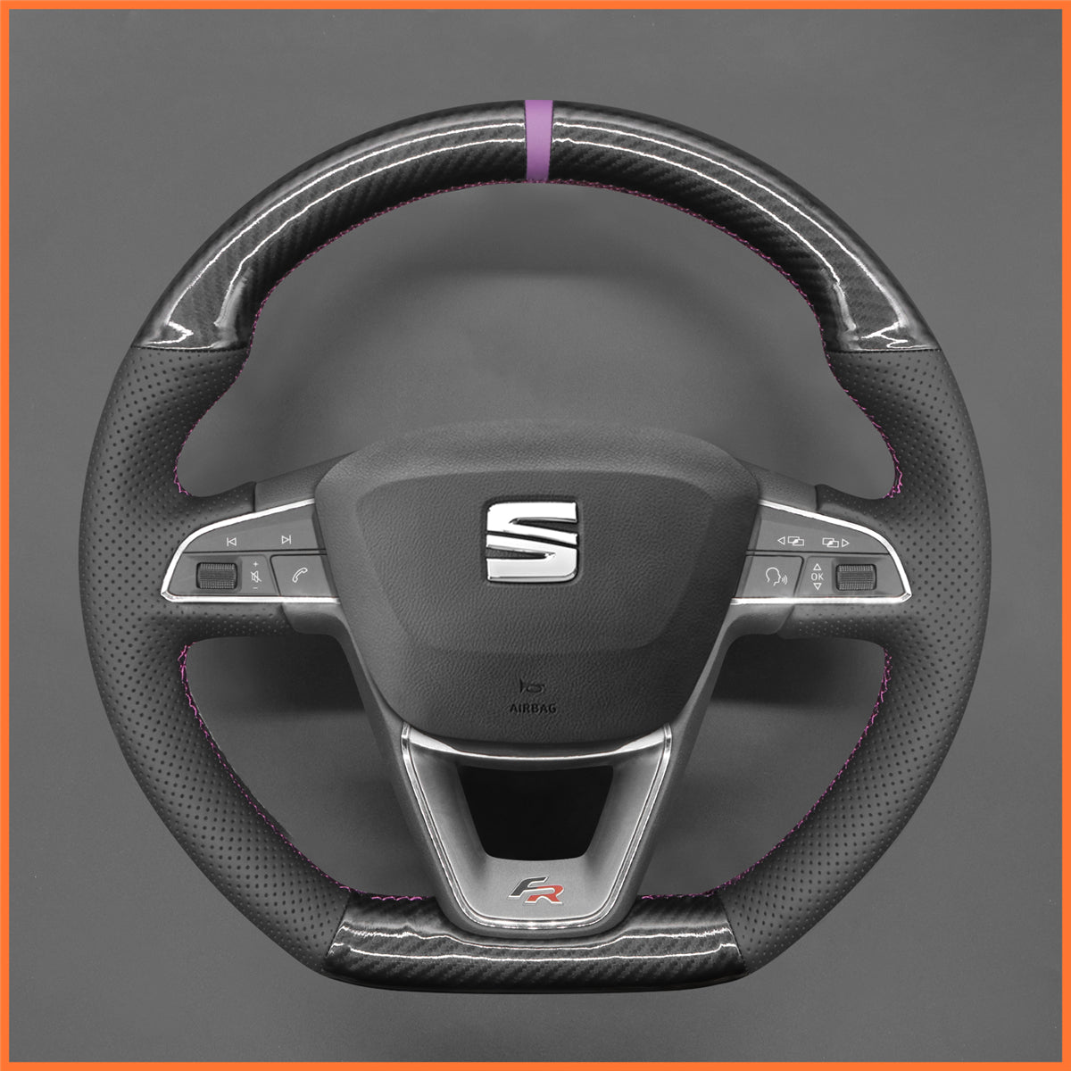 Funda de volante MEWANT para Seat Leon 5F (FR/CUPRA) / Ibiza 6F (FR/CUPRA) / Alhambra (FR Line) / Arona (FR Line) / Ateca (FR-Line) / Toledo FR / CUPRA Ateca 2018-2020