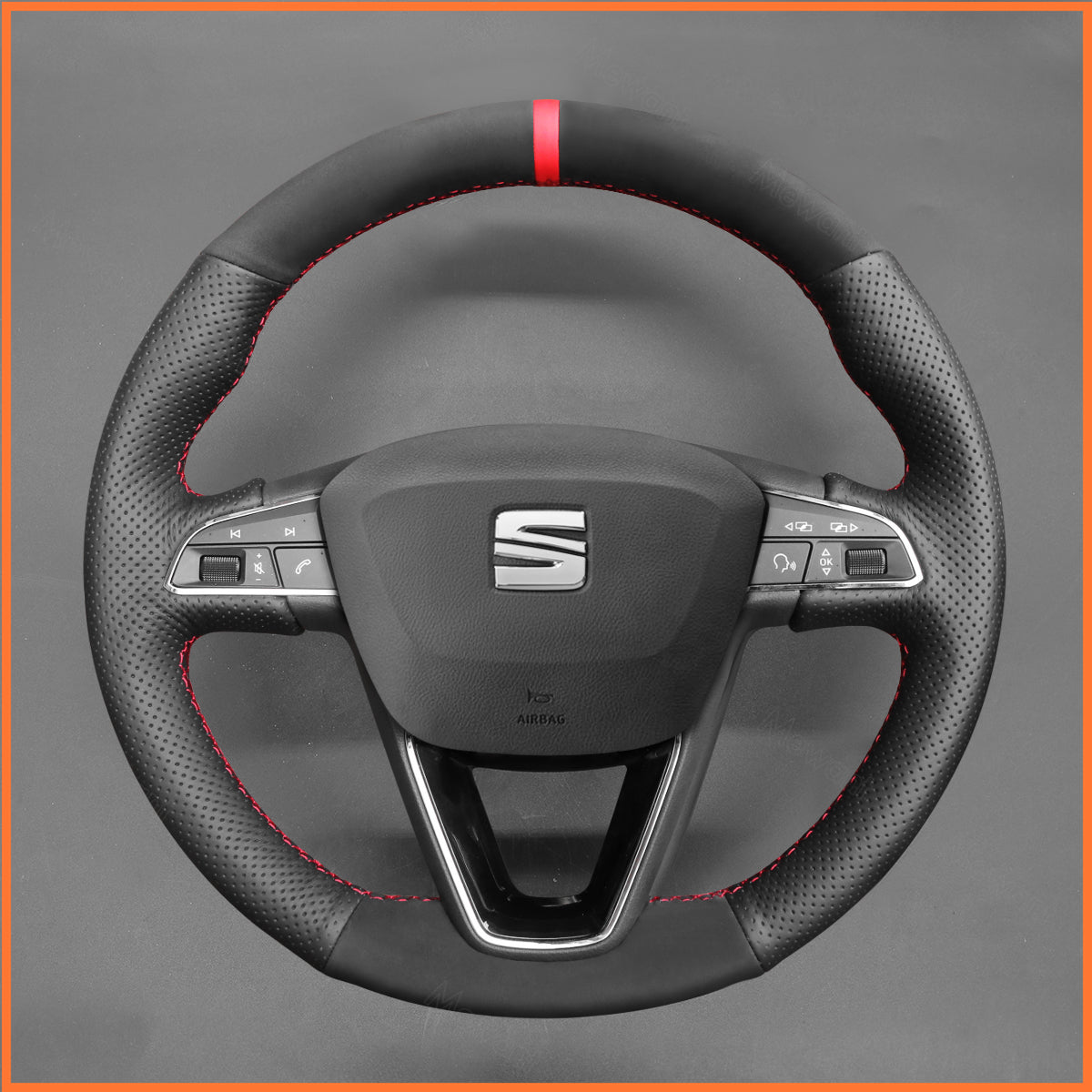 MEWANT Lenkradbezug für Seat Leon 5F 2013-2020 / Ibiza 6F 2015-2021 / Alhambra 7N / Arona / Ateca / Tarraco / Toledo 2014-2019 - Mewant.de