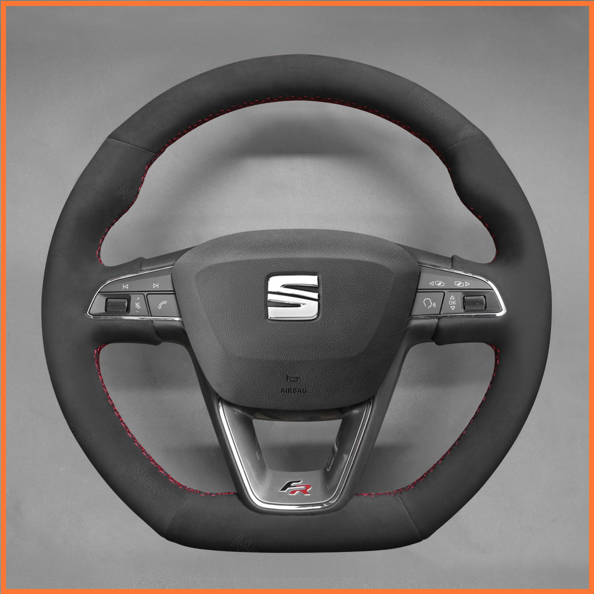 MEWANT Lenkradbezug für Seat Leon 5F (FR/CUPRA) 2013-2020 / Ibiza 6F (FR/CUPRA) 2015-2021 / Alhambra (FR Line) 2015-2022 / Arona (FR Line) 2017-2021 / Ateca (FR-Line) 2016-2020 / Toledo FR 2014-2019 / CUPRA Ateca 2018-2020 - Mewant.de