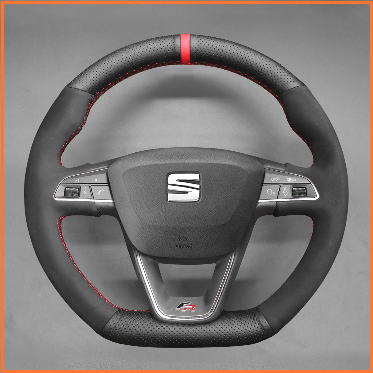MEWANT Lenkradbezug für Seat Leon 5F (FR/CUPRA) / Ibiza 6F (FR/CUPRA) / Alhambra (FR Line) / Arona (FR Line) / Ateca (FR-Line) / Toledo FR / CUPRA Ateca 2018-2020 - Mewant.de