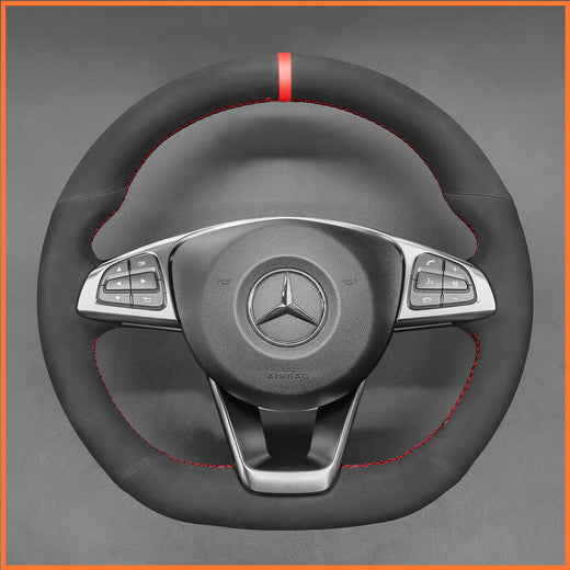 Funda de volante MEWANT para Clase C W205 / AMG C43 / Clase CLA C117 / AMG GLA 45 X156 / Clase CLS C218 2015-2018
