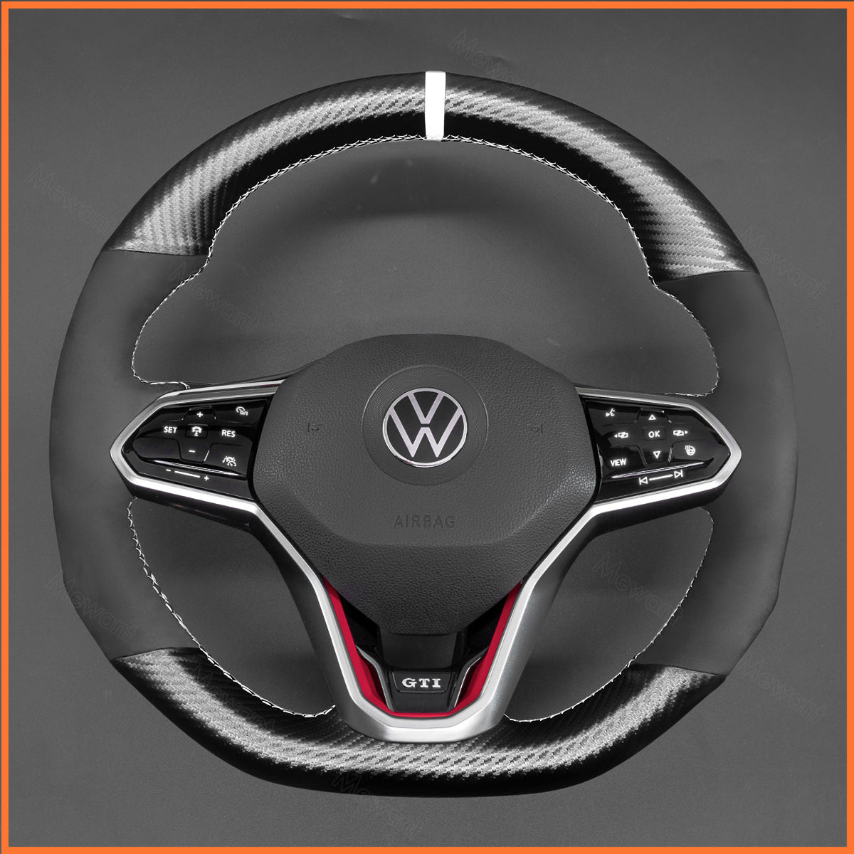 MEWANT Lenkradbezug für VW Golf 8 R-Line / Golf GTI / GTD / GTE / Arteon / Tiguan / Touareg 2020-2021 - Mewant.de