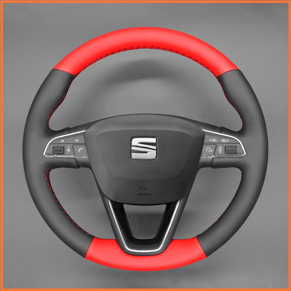 MEWANT Lenkradbezug für Seat Leon 5F 2013-2020 / Ibiza 6F 2015-2021 / Alhambra 7N / Arona / Ateca / Tarraco / Toledo 2014-2019 - Mewant.de